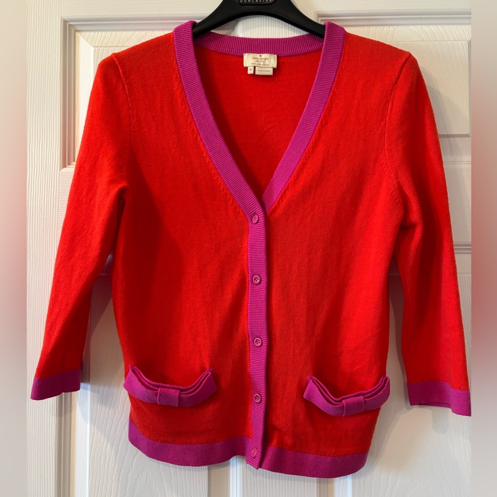 Kate Spade Colorblock Cardigan Orange and Pink Size M